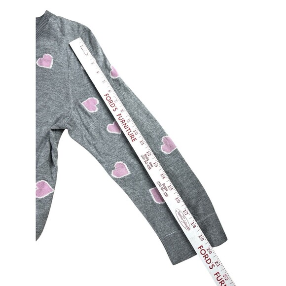 Wear Hearts Give Hope Talbots Breast Cancer Collection Gray Pink Heart Sweater L - Picture 6 of 10